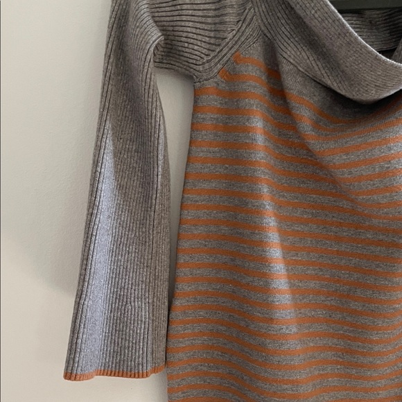 Anthropologie Gray and Orange Brown Striped Women's Sweater Fall NWT $120 XS - Picture 4 of 8